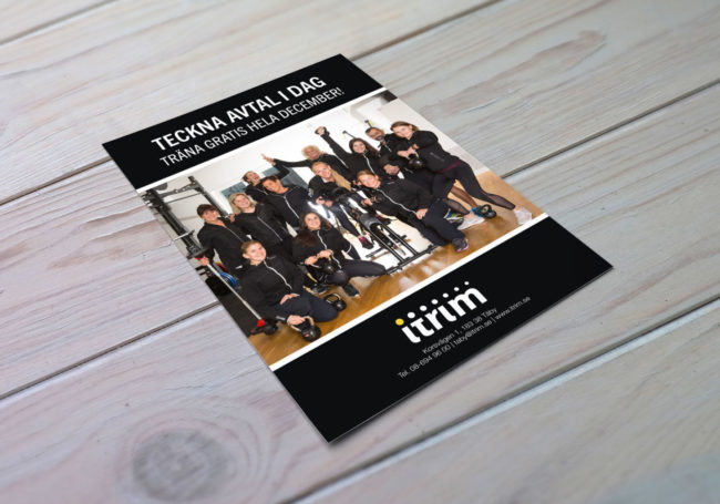 Annons gjord till Itrim Täby av Wahlbergs Grafiska