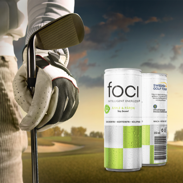 Bild på burk till energidrycken Foci Intellegent Energizer