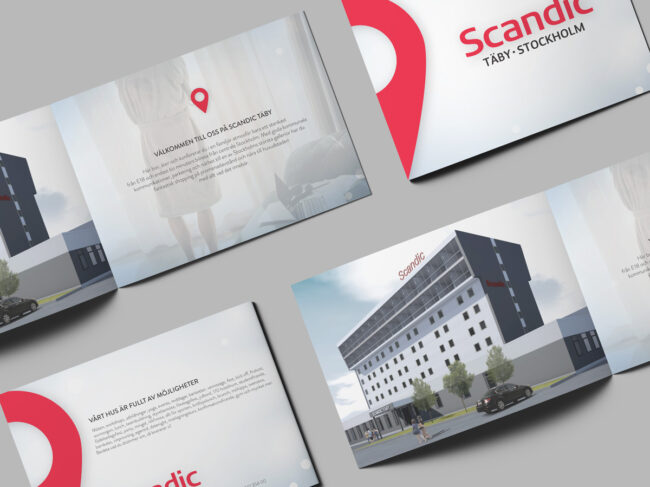 Folder gjord till Scandic Täby av reklambyrån Wahlbergs Grafiska