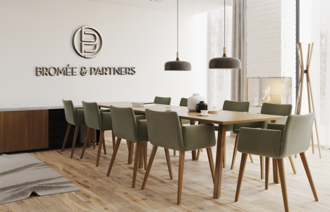 Logotyp till Bromée & Partners gjord av Wahlbergs Grafiska