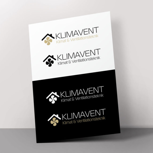 Logotyper till företaget Klimavent gjorda av Wahlbergs Grafiska