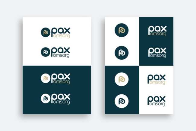 Logtyper gjorda till företaget Pax Omsorg av Wahlbergs Grafiska