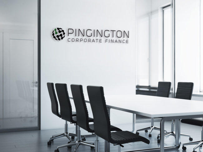 Logotyp till Pingington Corporate Finance gjord av Wahlbergs Grafiska