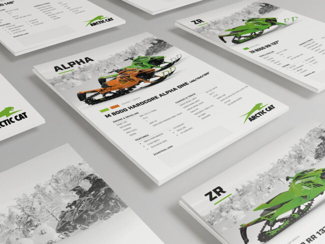 Layoutade produktskyltar till butik Arctic Cat