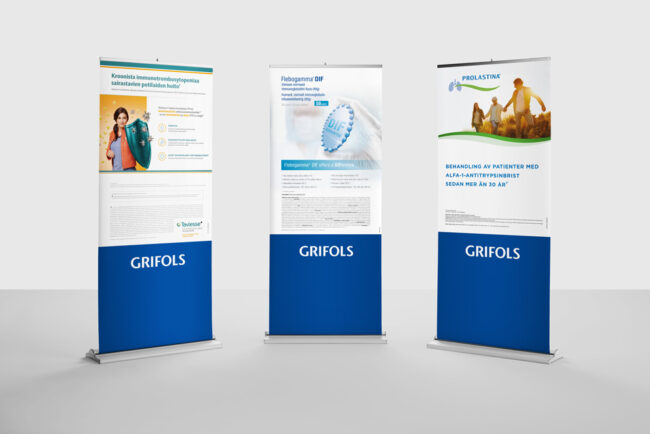 Layout av rollups till läkemedelsföretaget Grifols