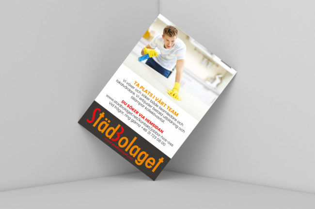 Annons för publicering i Metro gjord av Wahlbergs Grafisak till Städbolaget i Göteborg