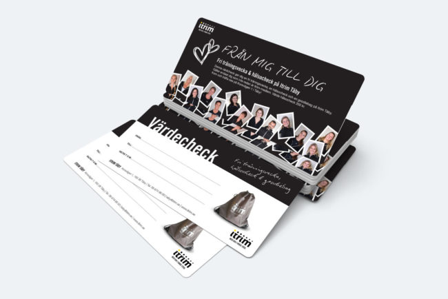 Wahlbergs Grafiska har gjort layout till en värdecheck till Itrim Täby